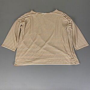 Notations T-Shirt Tunic Top Women's Plus Size 1X Striped Beige White 3/4 Sleeve